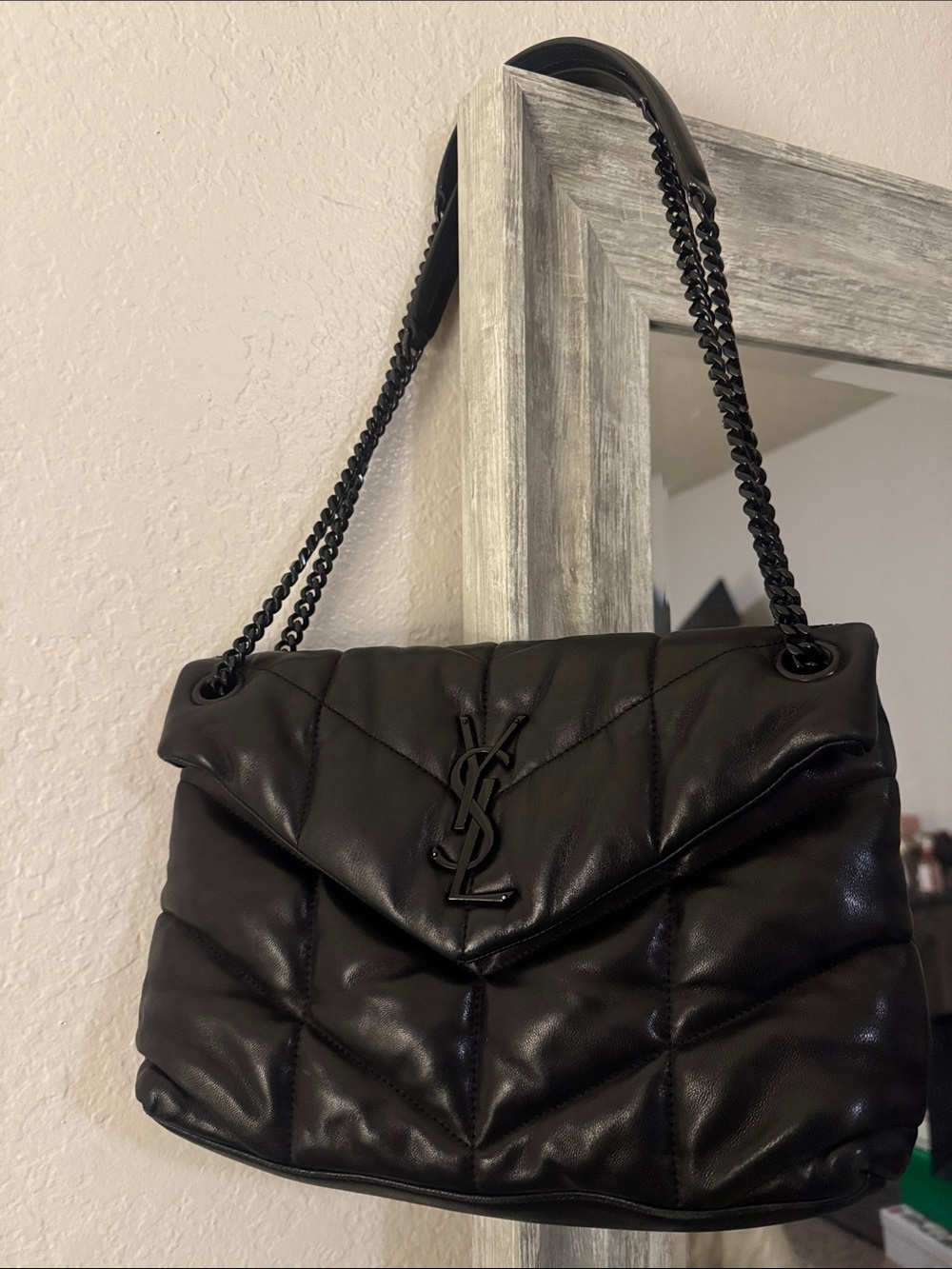 Saint Laurent Black Quilted Envelope Chain Shoulder Bag
